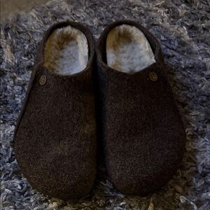 Birkenstock Brown Wool Slippers